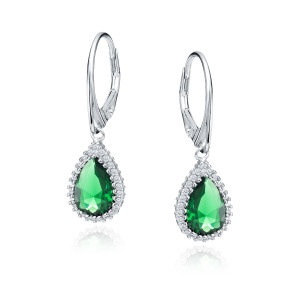 Cercei argint lungi cu pietre verzi si tortite DiAmanti Z1957DR_G-DIA (Argint 925‰ 4,5 g.)